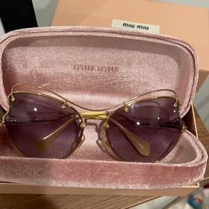 Miu Miu Gold wire frame sunglasses with box